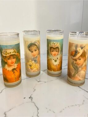 Set of 4 rare vintage iced tea/Collins glasses